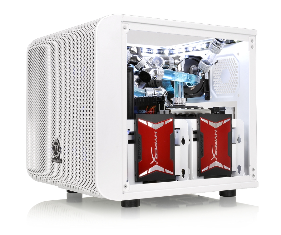 Thermaltake Core V1 Snow Mini ITX Chassis can install 4 data storage devices