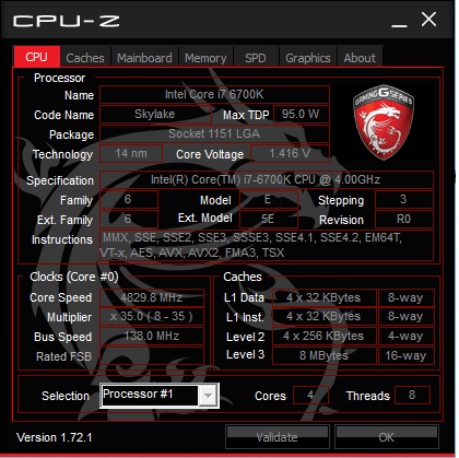 CPUz MSI Z170A Gaming Pro