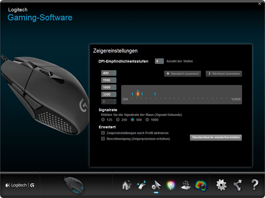 03 logitech software Zeigereinstelllungen anpassen
