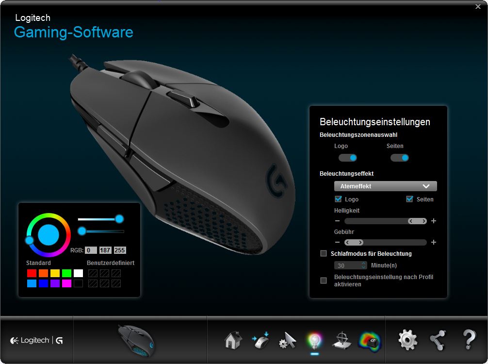 04 logitech software Beleuchtungseinstellungen