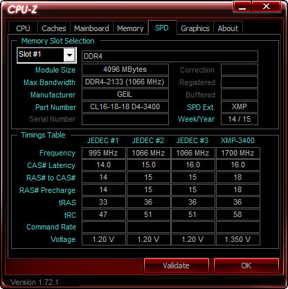 GeIL Super Luce DDR4 3400 CPUZ