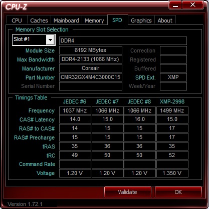 Corsair Vengeance RGB DDR4 32GB CPU Z