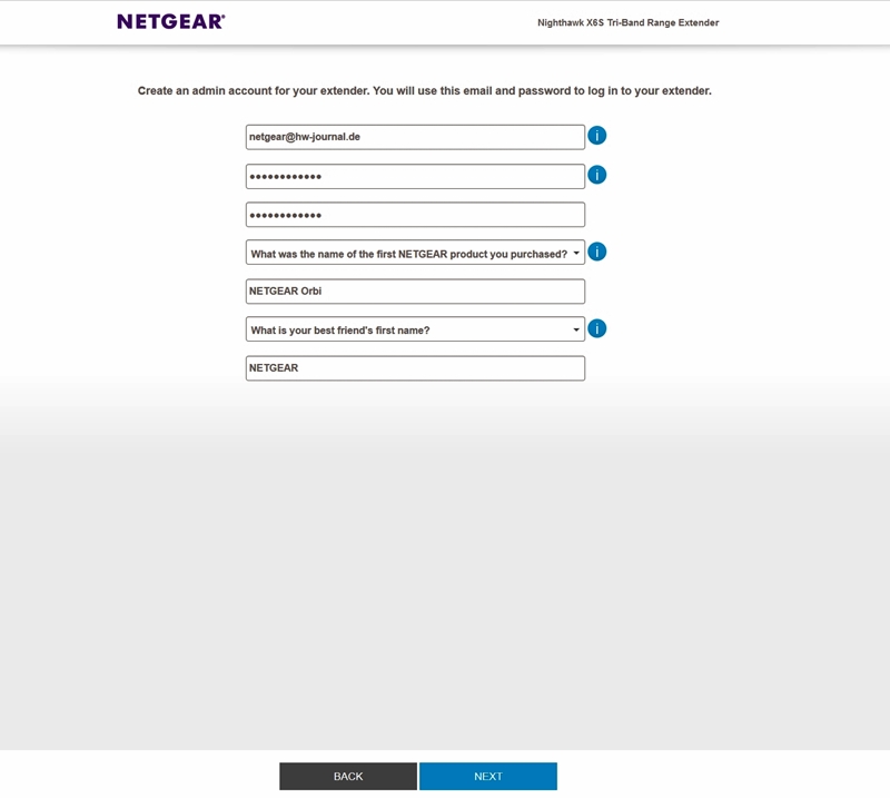 NETGEAR Nighthawk X6S Range Extender GUI 02