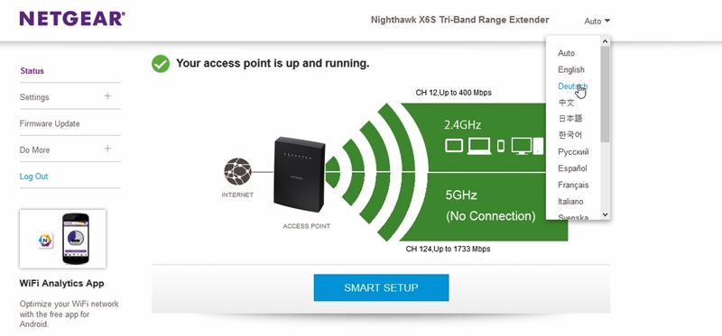 NETGEAR Nighthawk X6S Range Extender GUI 09