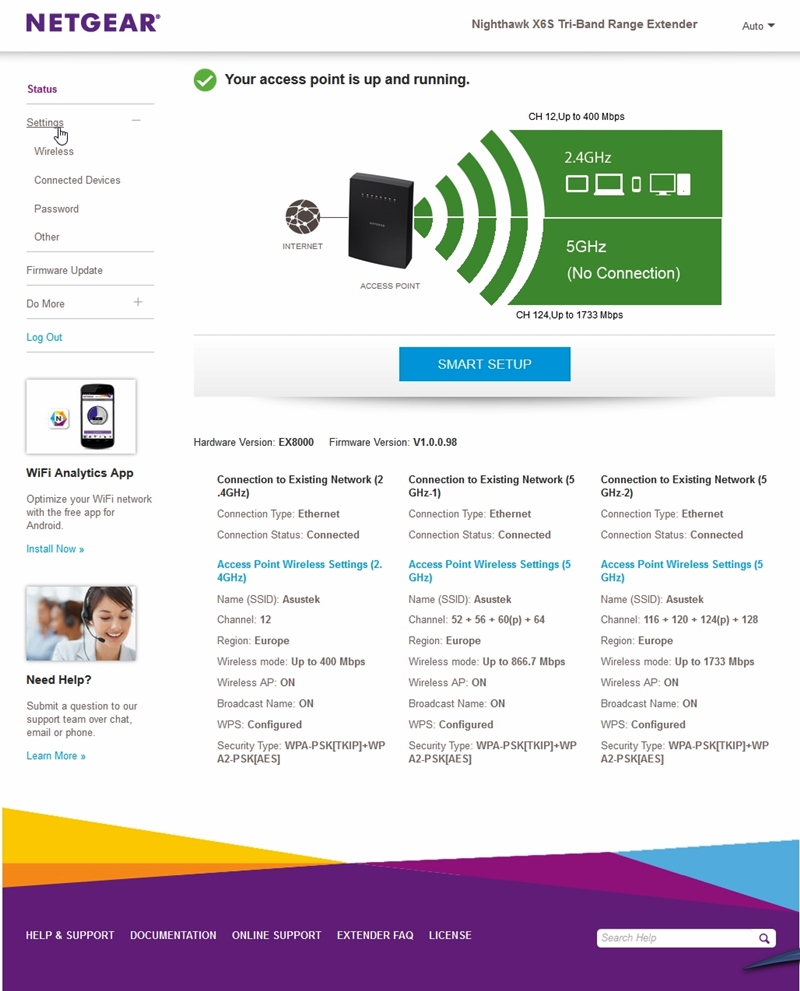 NETGEAR Nighthawk X6S Range Extender GUI 10