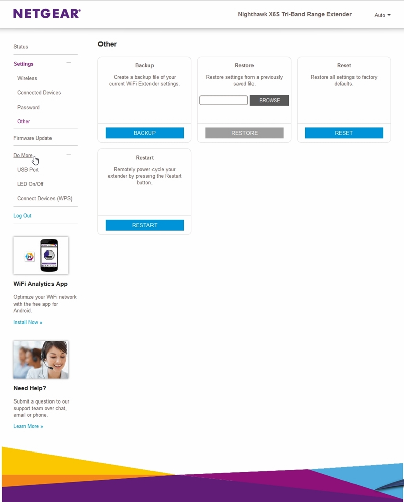 NETGEAR Nighthawk X6S Range Extender GUI 11