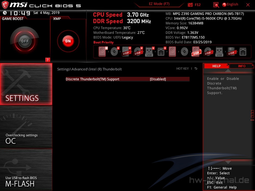 MSI MPG Z390 Gaming Pro Carbon Bios 14
