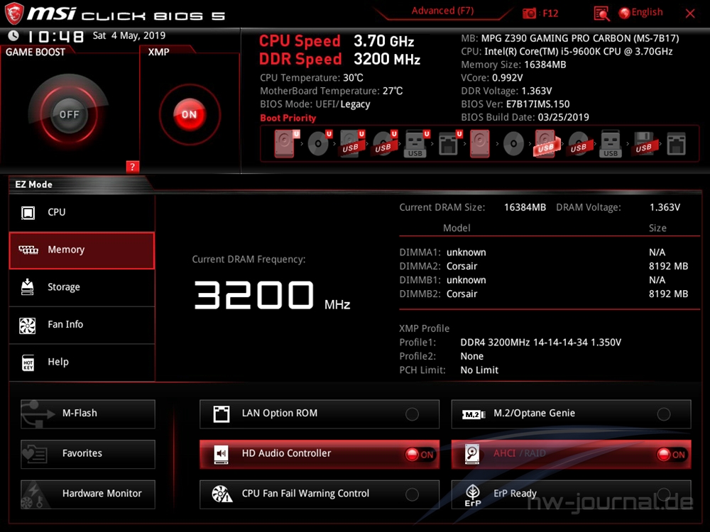 MSI MPG Z390 Gaming Pro Carbon Bios 3