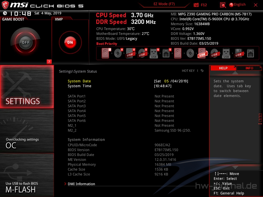 MSI MPG Z390 Gaming Pro Carbon Bios 8