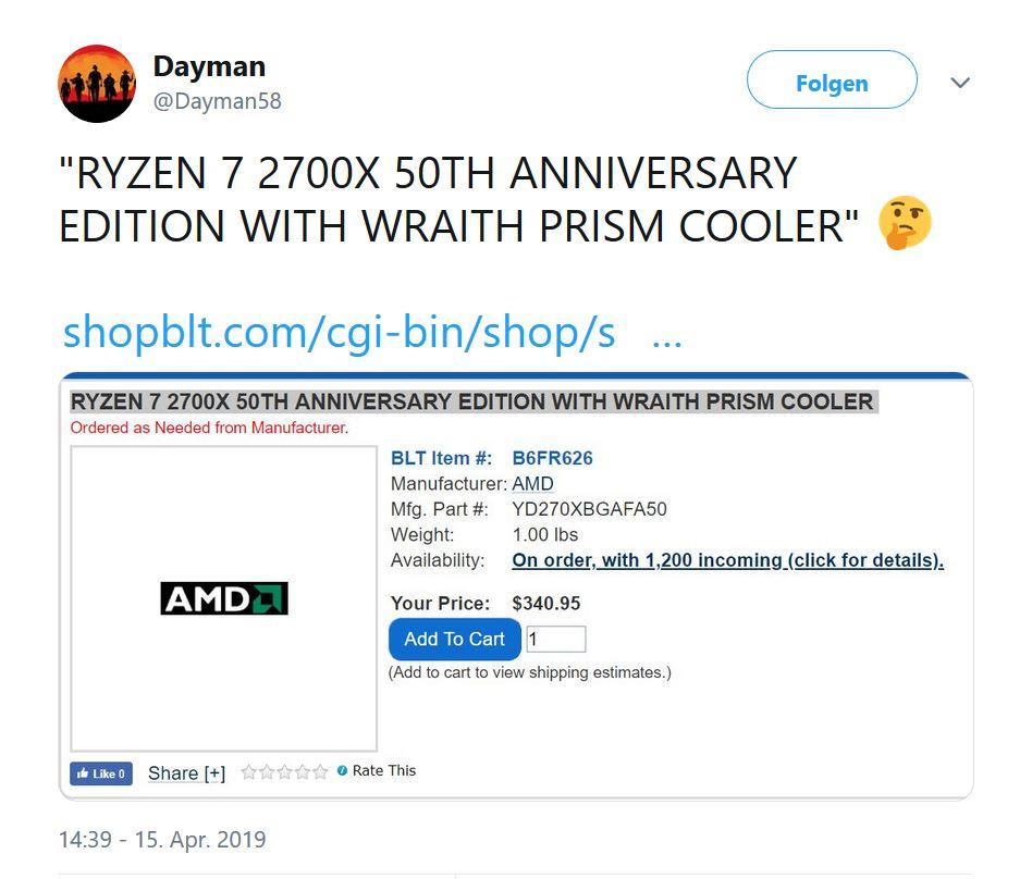 AMD Ryzen 2700X 50th Anniversary Edition Nur ein Gerücht? Hardware  Journal