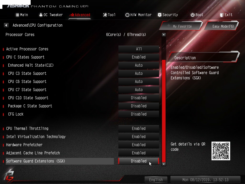 ASRock Z390 Phantom Gaming X Bios 26