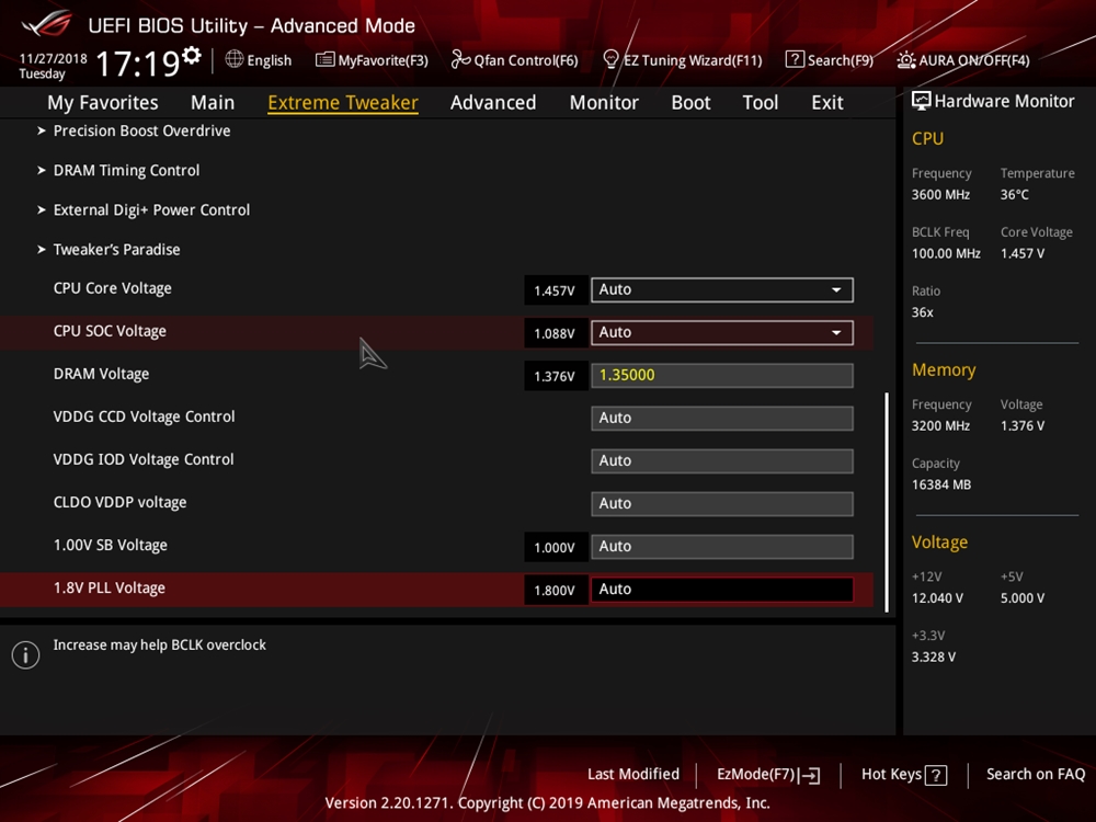 ASUS ROG Crosshair VIII Impact Bios 16