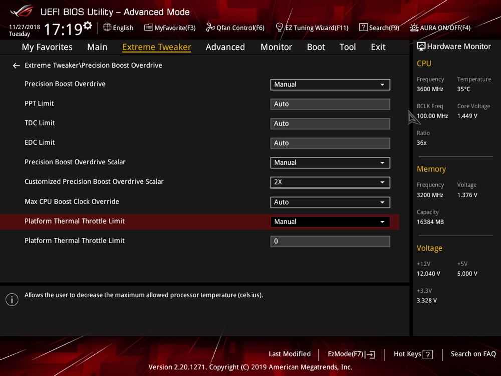 ASUS ROG Crosshair VIII Impact Bios 19