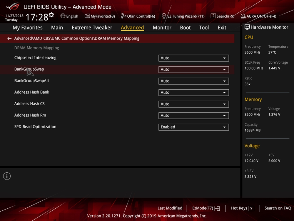 ASUS ROG Crosshair VIII Impact Bios 66