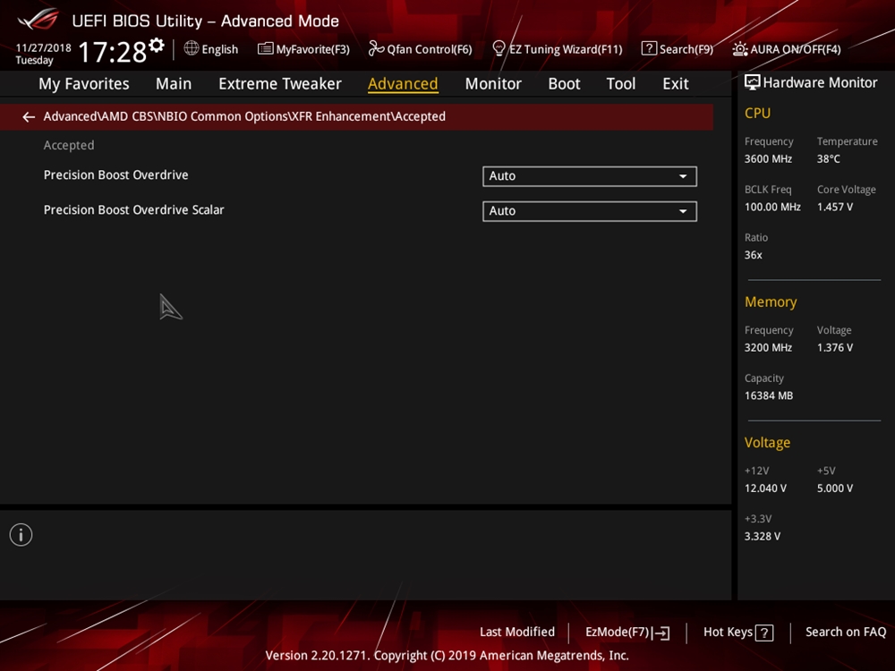 ASUS ROG Crosshair VIII Impact Bios 71