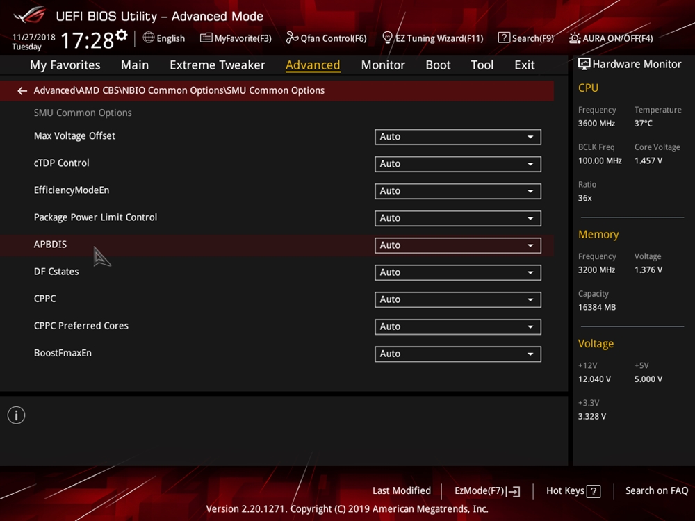 ASUS ROG Crosshair VIII Impact Bios 72