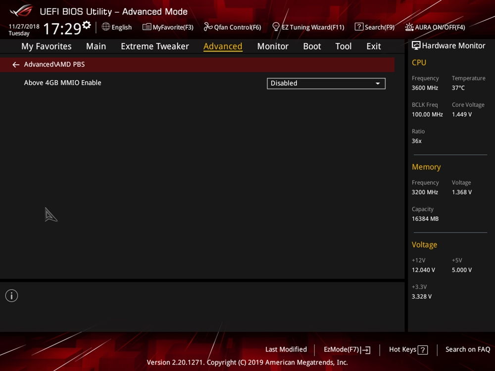 ASUS ROG Crosshair VIII Impact Bios 73