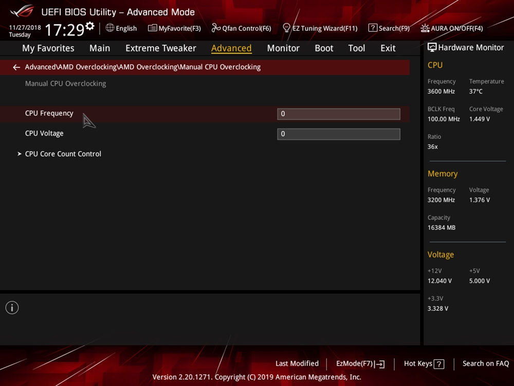 ASUS ROG Crosshair VIII Impact Bios 75