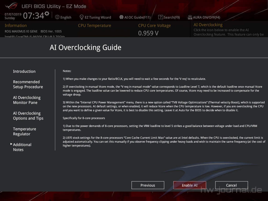 ASUS ROG Maximus XI Gene Bios 8