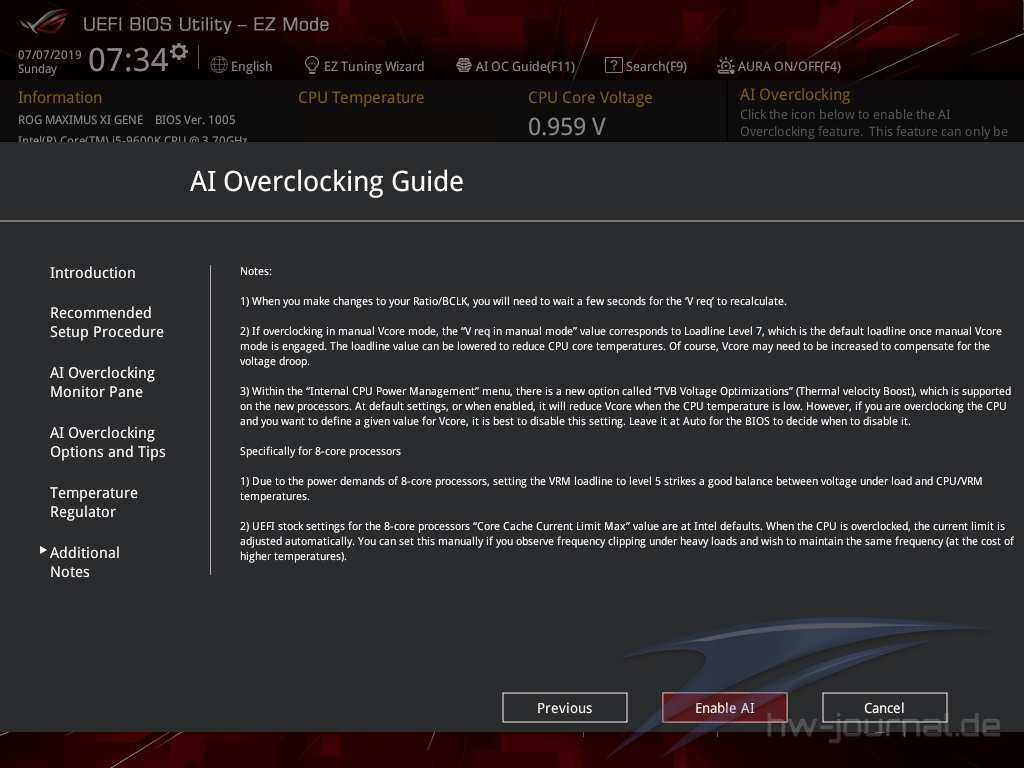 ASUS ROG Maximus XI Gene Bios 8