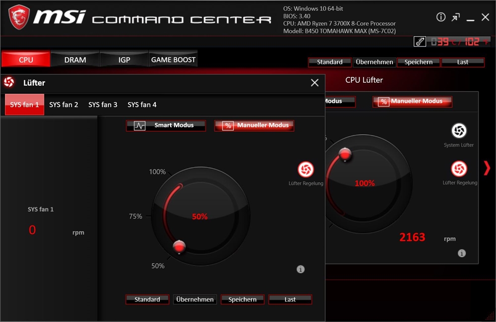 MSI B450 Tomahawk Max Command Center 6