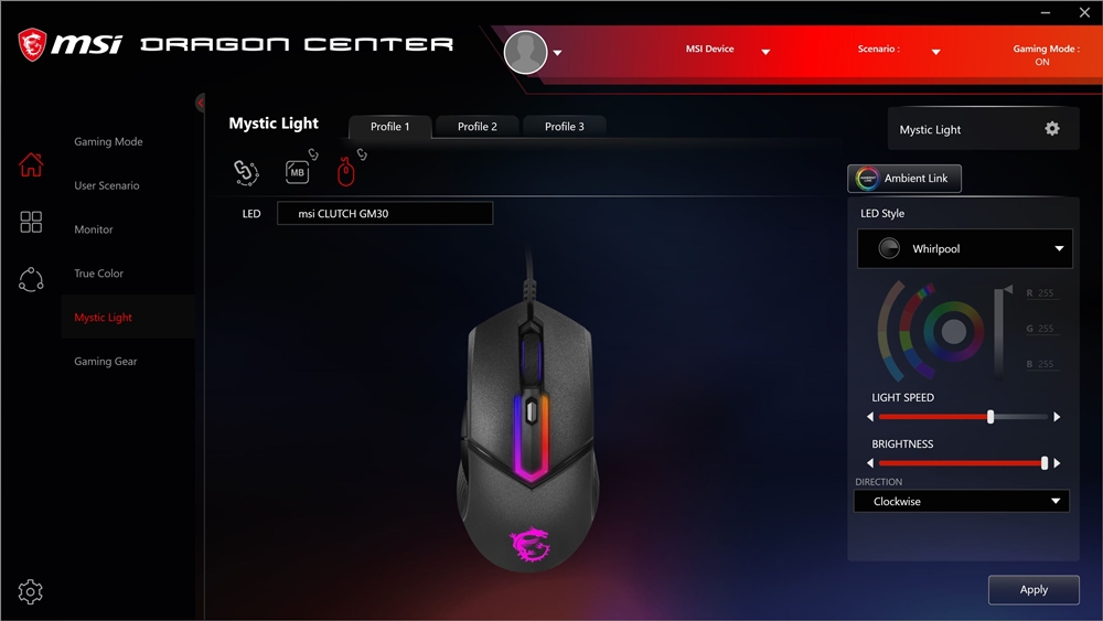 MSI Clutch GM30 Dragon Center 11