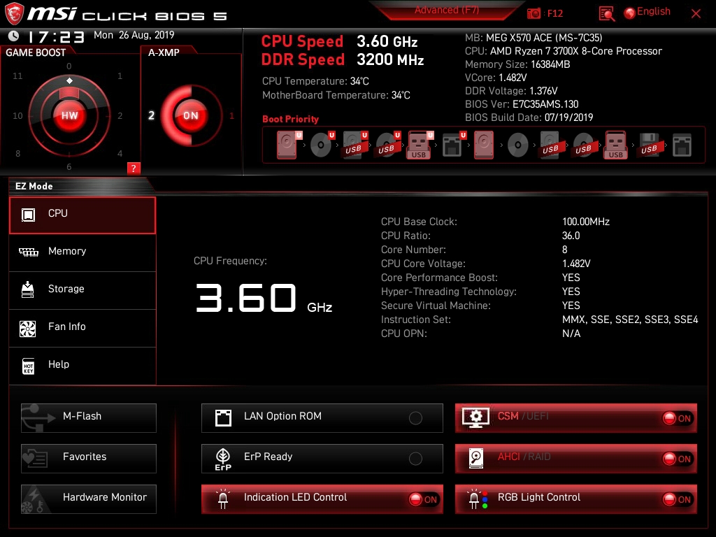 MSI MEG X570 ACE Bios 1