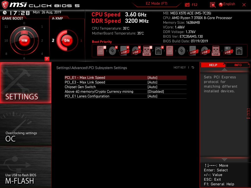 MSI MEG X570 ACE Bios 10