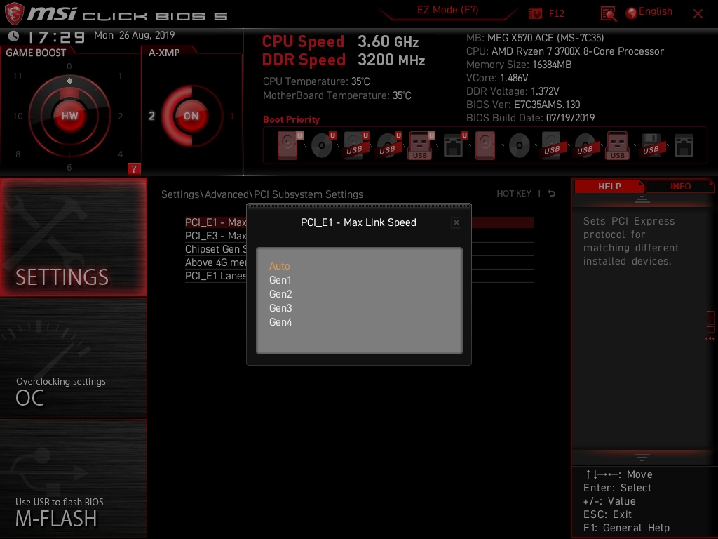 MSI MEG X570 ACE Bios 12