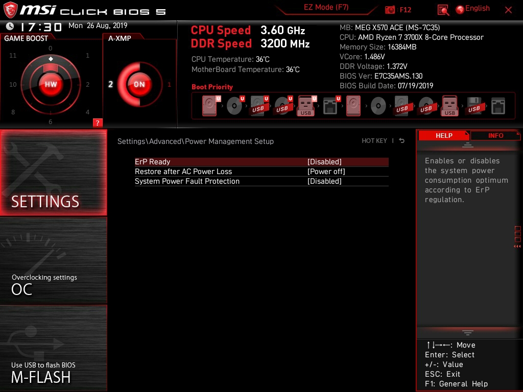 MSI MEG X570 ACE Bios 16