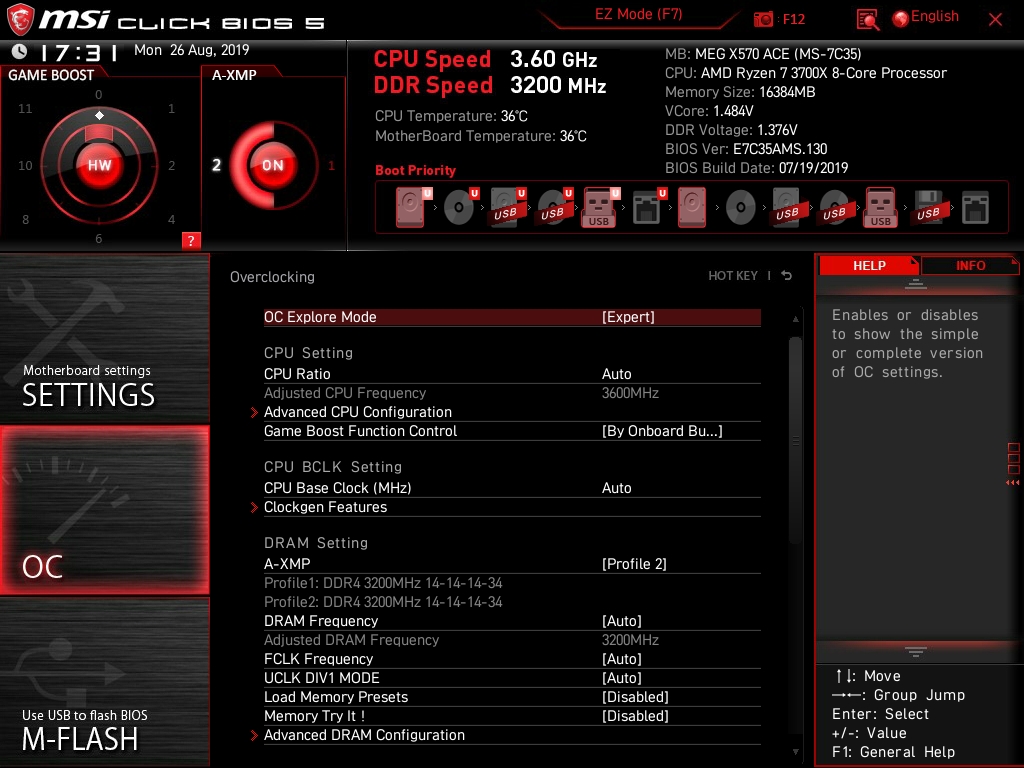 MSI MEG X570 ACE Bios 22