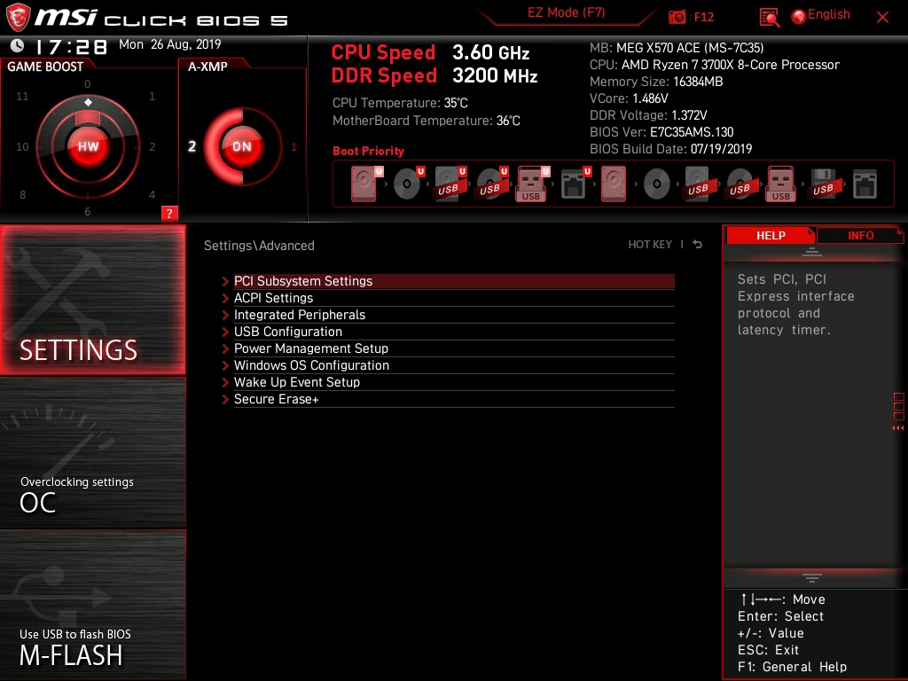 MSI MEG X570 ACE Bios 9