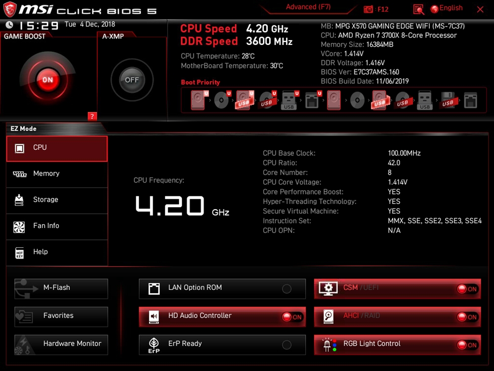 MSI MPG X570 Gaming Edge WIFI Bios 1