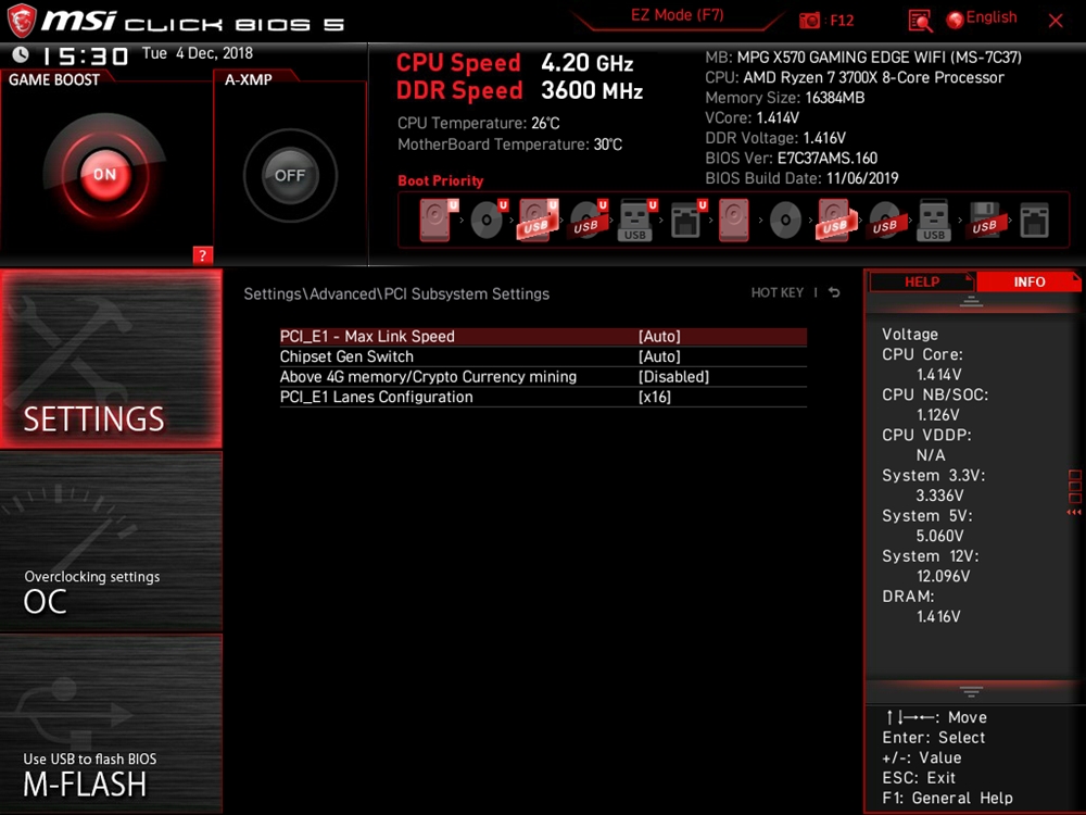 MSI MPG X570 Gaming Edge WIFI Bios 10