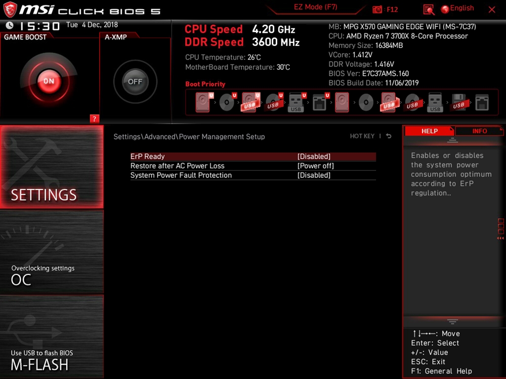 MSI MPG X570 Gaming Edge WIFI Bios 15