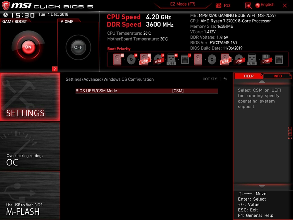 MSI MPG X570 Gaming Edge WIFI Bios 16