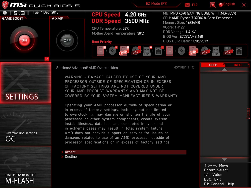 MSI MPG X570 Gaming Edge WIFI Bios 18