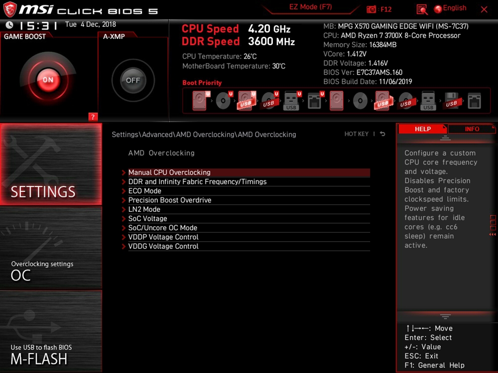 MSI MPG X570 Gaming Edge WIFI Bios 19