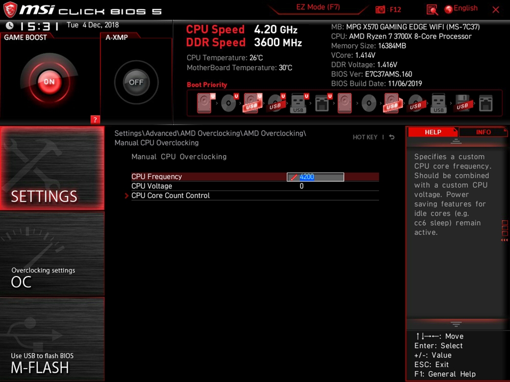 MSI MPG X570 Gaming Edge WIFI Bios 20