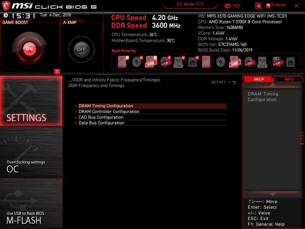 MSI MPG X570 Gaming Edge WIFI Bios 22