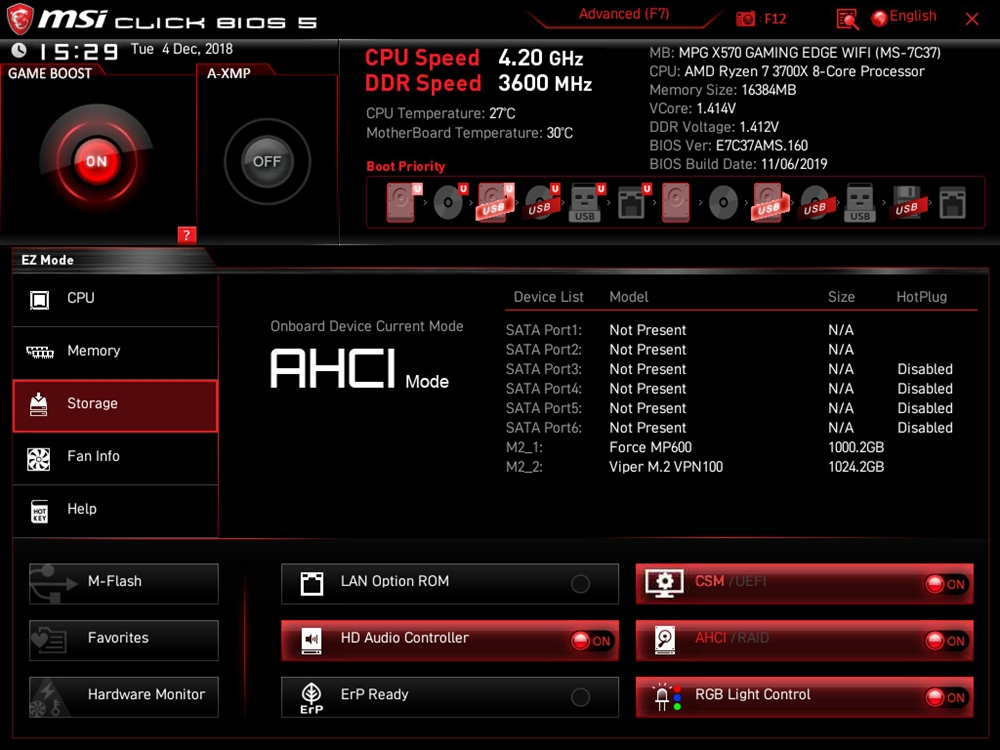 MSI MPG X570 Gaming Edge WIFI Bios 3