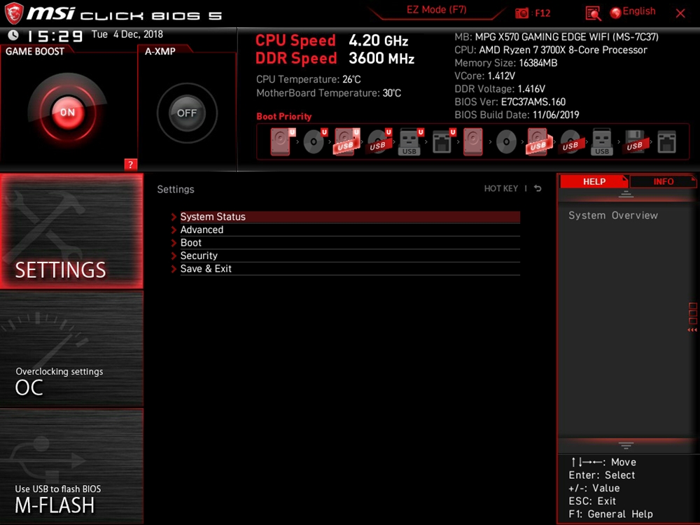 MSI MPG X570 Gaming Edge WIFI Bios 7