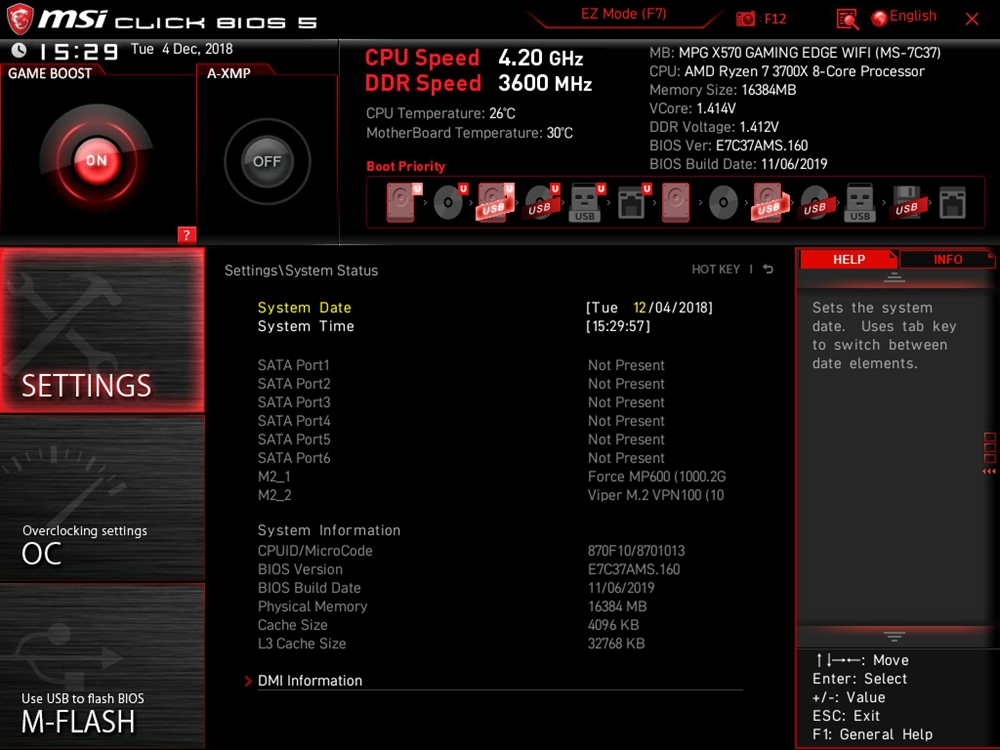 MSI MPG X570 Gaming Edge WIFI Bios 8