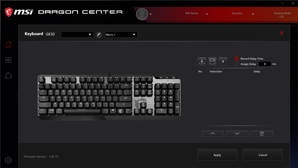 MSI Vigor GK50 Low Profile Dragon Center 2