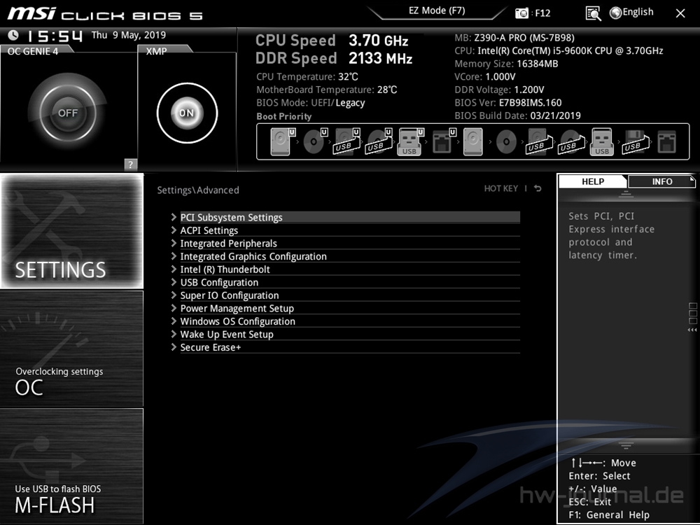 MSI Z390 A Pro Bios 10