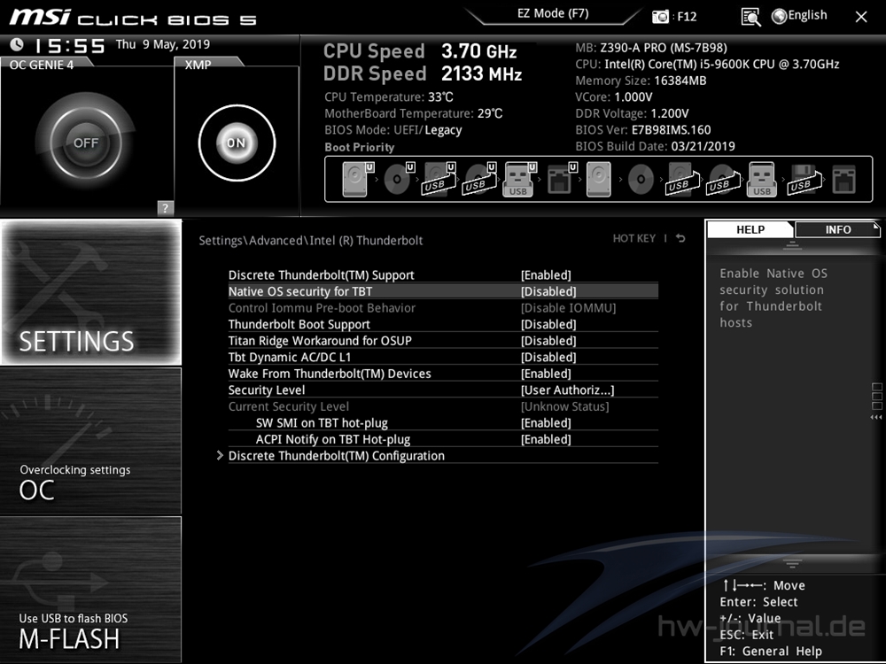 MSI Z390 A Pro Bios 16