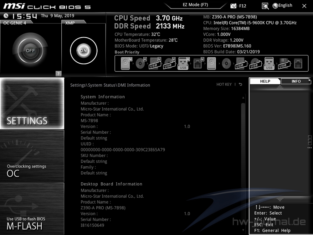 MSI Z390 A Pro Bios 9