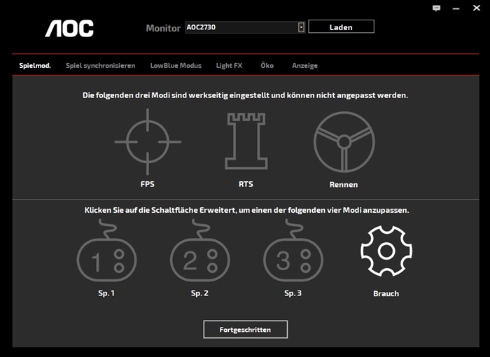 AOC Agon AG273QCX G Menu 1