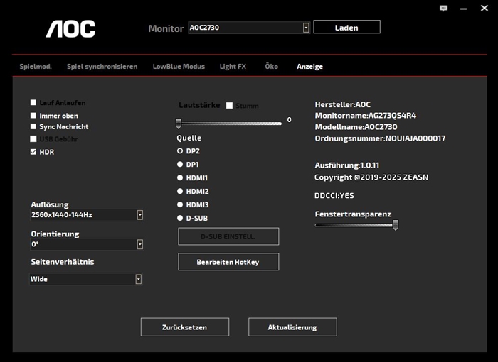 AOC Agon AG273QCX G Menu 7