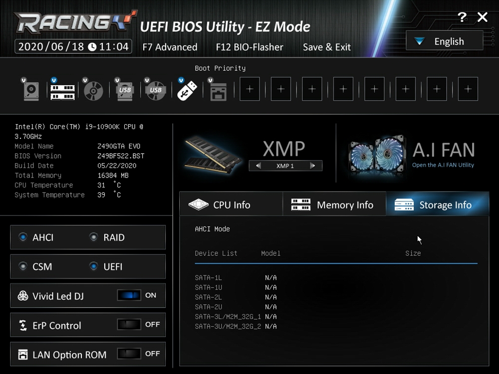 Biostar Racing Z490GTA Evo Bios 3